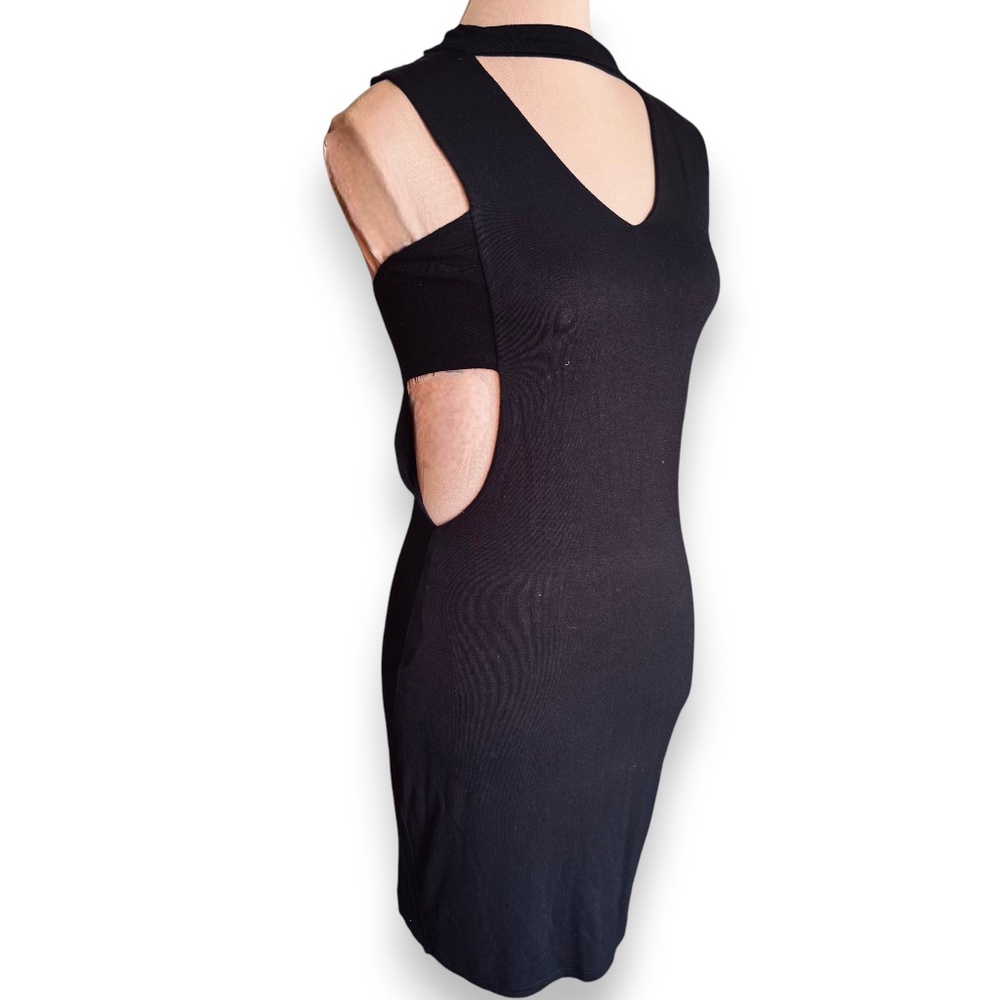 TEA N ROSE black cutout choker bodycon dress rayon spandex
